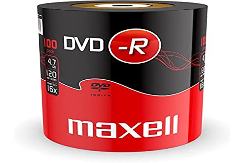 Maxell 275733 DVD-R Rohlinge (16x Speed, 4,7GB, 100er Shrink) 100 Disk - Shrink Wrapped von Maxell