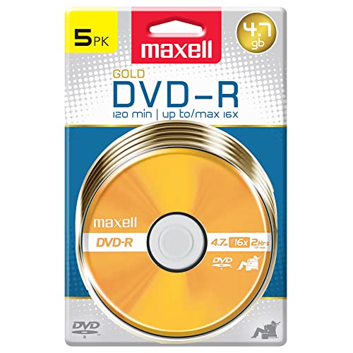 Maxell 638033 Mehrfarbiges Archivierungsleben für die Speicherung wertvoller Daten – R schreiben einmal DVD-R, 4,7 GB Karte, 5 Stück von Maxell