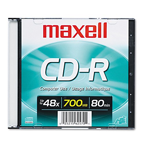 Maxell CD-R, beschreibbare CD-Rohlinge, 700 MB, Single-Slim-Case von Maxell