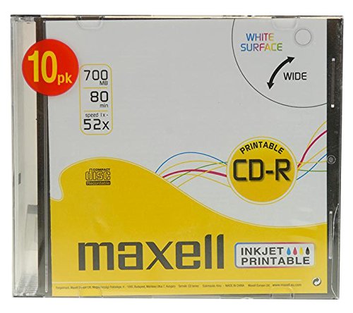 Maxell CD-R 80XL druckbar, Slimline, 700MB CD-R 700MB 10～ CD-RW (Slimline, 700MB, CD-R, 700MB, 10 ÷ 120 mm, 80 min) von Maxell