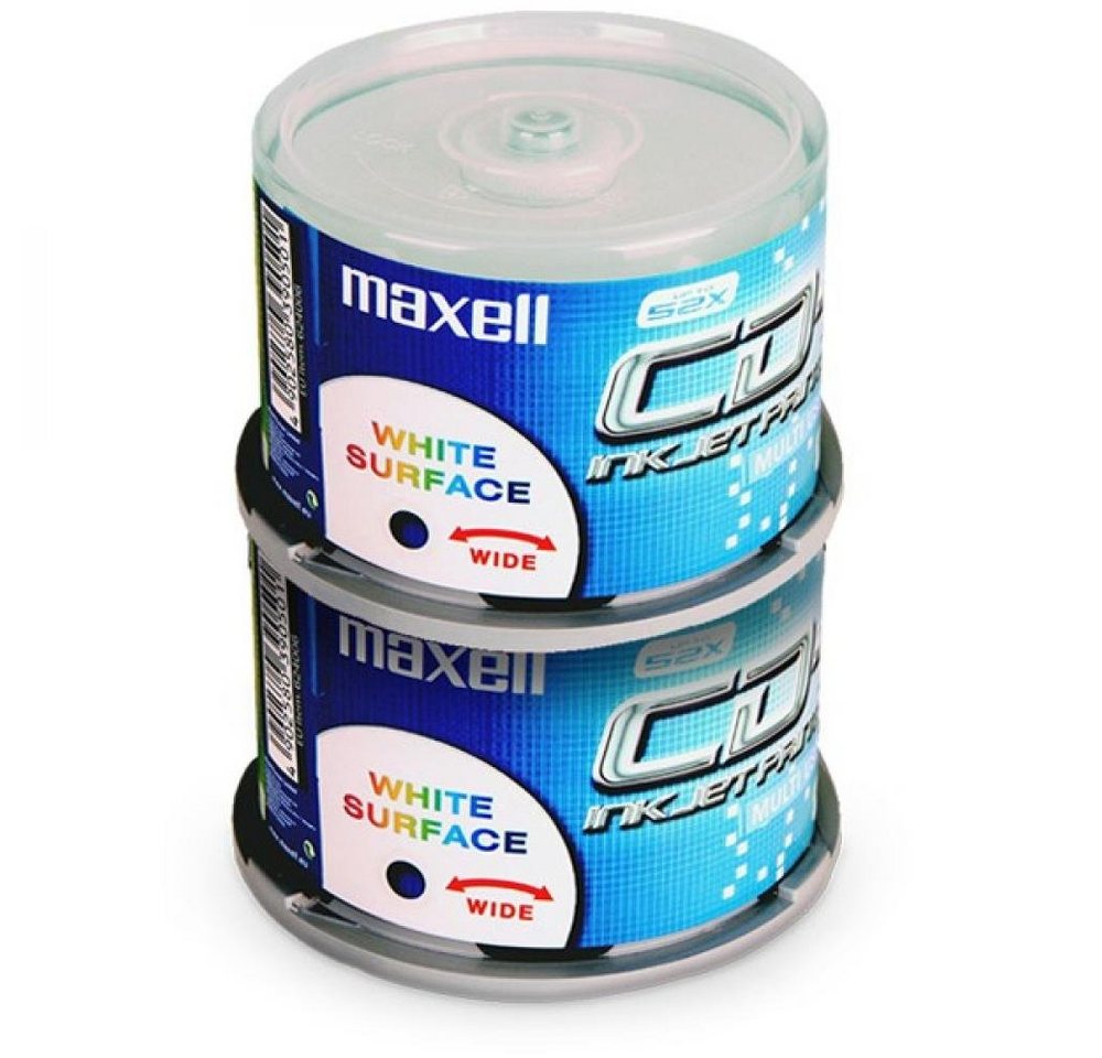Maxell CD-Rohling CD-R 80 Min/700 MB Maxell 52x white fullprintable in Cakebox 100 Stück von Maxell