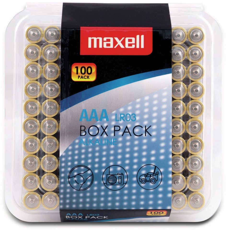 Maxell MAXELL Micro-Batterie Alkaline, AAA, LR03, 100er Batterie von Maxell