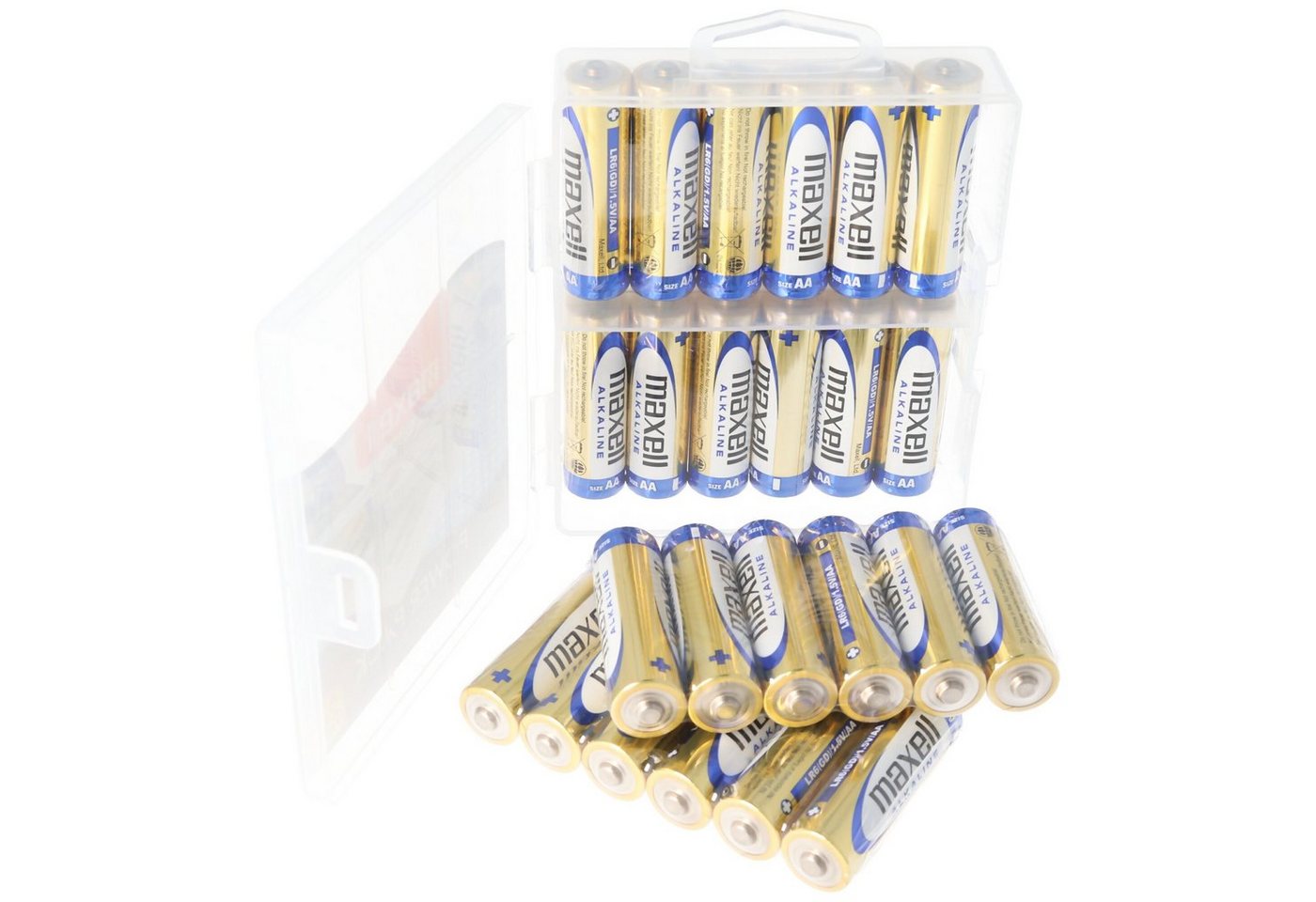 Maxell Maxell LR6 AA 24er Sparpack Mignon Batterien inklusive Aufbewahrungsb Batterie, (1,5 V) von Maxell