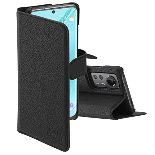 Made for Xiaomi 2-in-1 Wallet Case, Handmade Echtleder Schutzhülle, Handyhülle für Xiaomi 12 / Xiaomi 12X, Kartenfach mit RFID Schutz - Schwarz von Maxfield