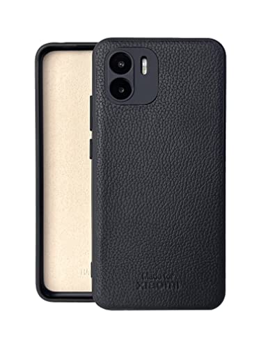 Made for Xiaomi Back Case, Handyhülle für Xiaomi Redmi A1 & Xiaomi Redmi A2, Handgefertigt in Europa, Echtleder Schutzhülle, Schwarz von Maxfield