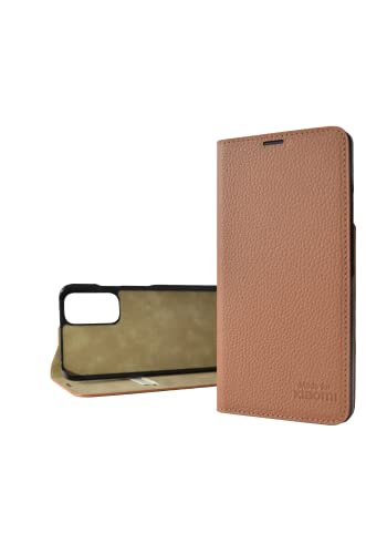 Made for Xiaomi Book Case, Handmade Echtleder Klapphülle, Handyhülle für Redmi Note 11 & Redmi Note 11S, Kartenfach mit RFID Schutz - Cognac von Maxfield
