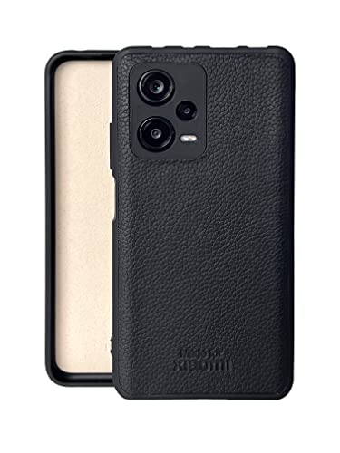 Made for Xiaomi Echtleder Handyhülle für Xiaomi Redmi Note 12 Pro 5G, Handgefertigt in Europa, Schutzhülle, Schwarz von Maxfield