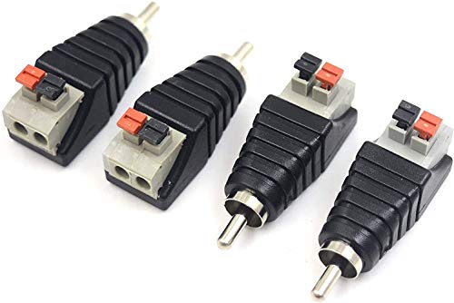 Maxhood Kabel für Cinch-Stecker und -Buchse auf AV, 2 Schraubklemmen, Typ Balun für Überwachungstechnik (4 Stück) RCA Male von Maxhood