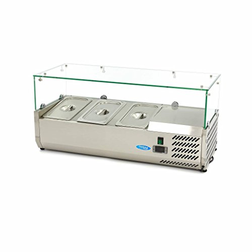 Maxima Kühlvitrine zum Aufstellen, 95 cm breit – 3 x 1/3 GN-Behälter – Kühlung auf dem Tisch – Einzigartiger Kühlzyklus – Kühlvitrine für die Gastronomie Maxima Kühlvitrine zum Aufstellen, 95 cm breit – 3 x 1/3 GN-Behälter – Kühlung auf dem Tisch – Einzigartiger Kühlzyklus – Kühlvitrine für die Gastronomie von Maxima