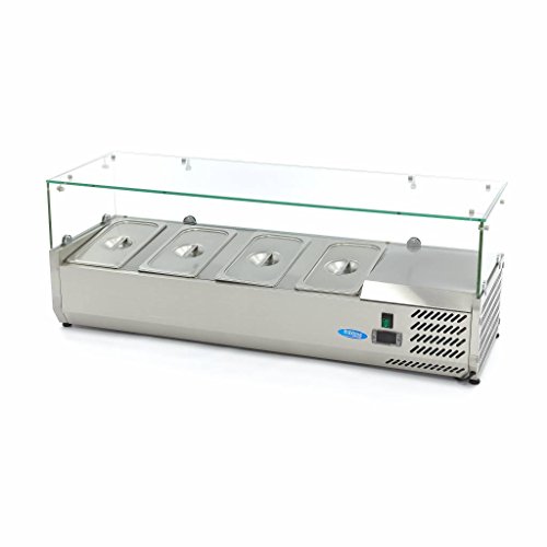 Aufsatz-Kühlvitrine 120 cm breit – 4 x 1/3 GN-Behälter – Aufsatzkühlung – Einzigartiger Kühlkreislauf – Catering-Kühlvitrine von Maxima