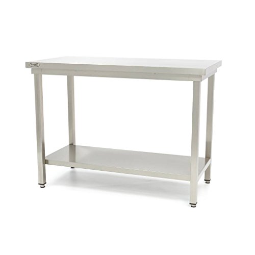 Maxima Gastro Edelstahltisch - 120 x 60 cm - Einstellbare Höhe - mit Lagerregal von Maxima