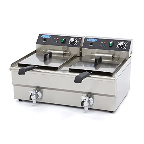 Fritteuse 2x 16 L - 2 Körbe - mit Hahn - Fritteuse - Doppelte Catering-Fritteuse - Edelstahl - Professionell - 32 Liter Fritteuse 2x 16 L - 2 Körbe - mit Hahn - Fritteuse - Doppelte Catering-Fritteuse - Edelstahl - Professionell - 32 Liter von Maxima