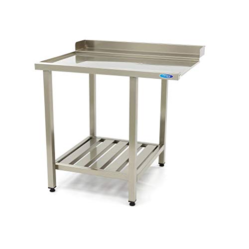 Maxima Gastro Geschirrspültisch - 90 x 75 cm - links - mit Backsplash und Lagerregal von Maxima