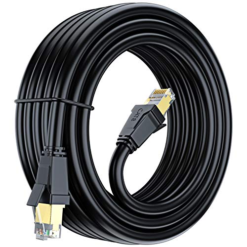 Cat 8 Ethernet Kabel 6.1M, Ethernet Kabel mit Vergoldetem RJ45 Stecker, Cat 8 Netzwerkkabel, LAN Internetkabel für Modems, Router, Netzwerk-Switch, Hochgeschwindigkeits-Ethernet-Kabel (Schwarz) von Maximm