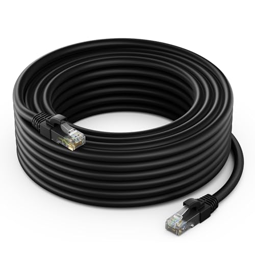 Maximm Cat 6 Ethernet-Kabel, 7,6 m, Cat6-Kabel, LAN-Kabel, Internetkabel, Patchkabel und Netzwerkkabel, UTP (schwarz), 7,6 m von Maximm
