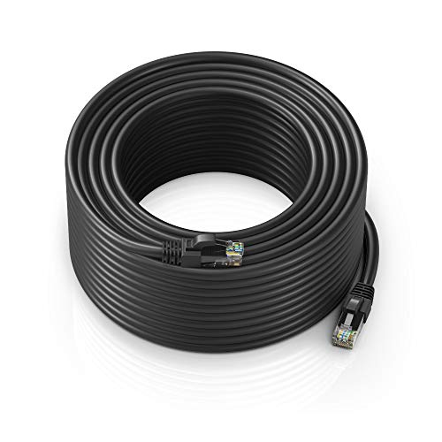 Maximm Ethernet-Kabel, 61 m, CAT6, Hochgeschwindigkeits-Internetnetzwerk LAN-Kabel, für den Außenbereich, wasserdicht (schwarz) von Maximm