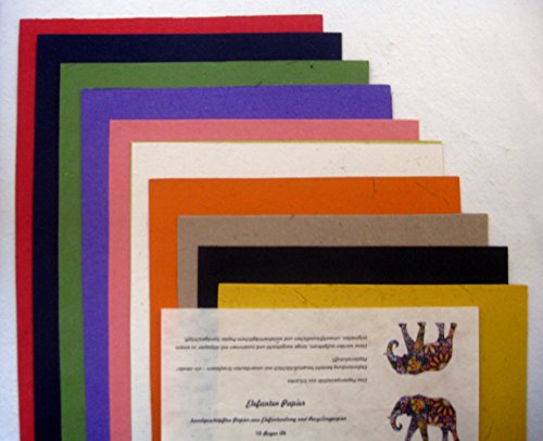 paperfreak: Elefantenpapier handgeschöpft A4 / Papier aus Elefantendung / FarbenSortiment / 10 BogenSet von Maximus