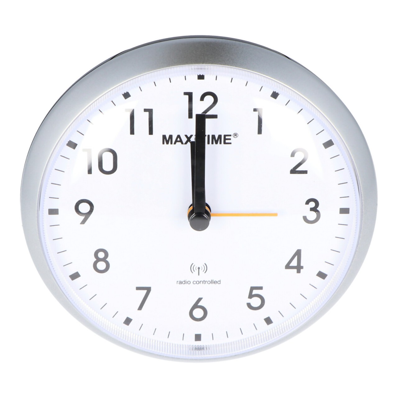 Analog-Funkwecker Silber mit weißem Ziffernblatt, Licht und Snooze Analog-Funkwecker Silber mit weißem Ziffernblatt, Licht und Snooze von Maxitime