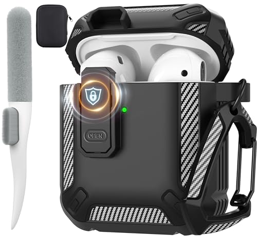 Maxjoy Schutzhülle für AirPods der 2. Generation, AirPods-Hülle mit Schloss Gen 2, Hartschale, robuste, stoßfeste Schutzhülle mit Schlüsselanhänger-Reinigungsset, kompatibel mit Apple AirPods2 Maxjoy Schutzhülle für AirPods der 2. Generation, AirPods-Hülle mit Schloss Gen 2, Hartschale, robuste, stoßfeste Schutzhülle mit Schlüsselanhänger-Reinigungsset, kompatibel mit Apple AirPods2 von Maxjoy