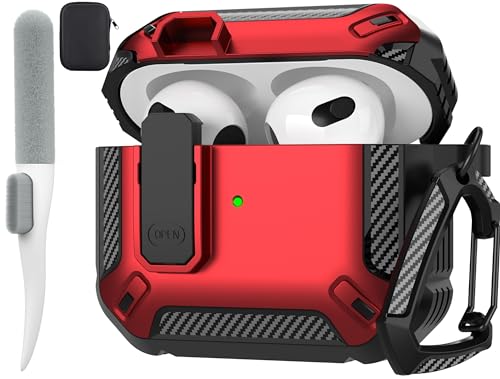 Maxjoy Schutzhülle für AirPods der 3. Generation, AirPods 3, Schutzhülle mit Schloss, AirPod3 Generation, stoßfeste Abdeckung mit Schlüsselanhänger, kompatibel mit Apple AirPod 3. Generation 2021, Rot Maxjoy Schutzhülle für AirPods der 3. Generation, AirPods 3, Schutzhülle mit Schloss, AirPod3 Generation, stoßfeste Abdeckung mit Schlüsselanhänger, kompatibel mit Apple AirPod 3. Generation 2021, Rot von Maxjoy