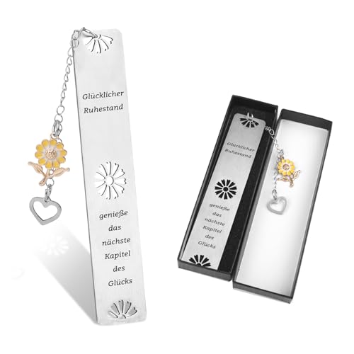Ruhestand Geschenk, Ruhestand Geschenk Frauen Lesezeichen, Happy Retirement Lesezeichen Metall mit Geschenkbox als Ruhestand Geschenk für Lehrer, Kollegen oder Familienmitglieder von Maxmoc