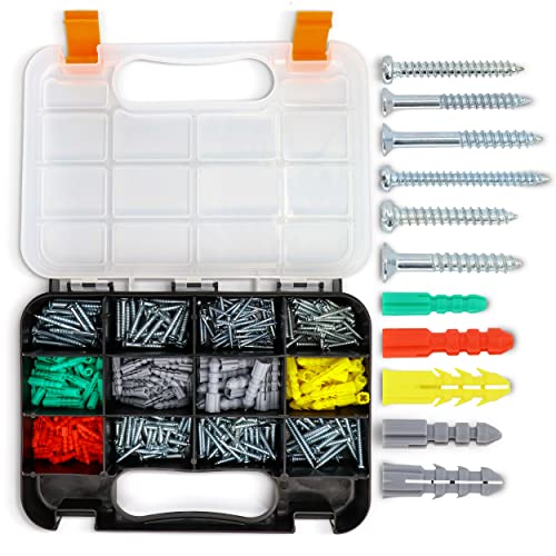 Maxopro Trockenbaudübel und Schrauben Kit - 370 Stück Kunststoff Trockenwand Dübel Kit - Farbkodierte Wandanker und Schrauben für Trockenbau - Schraubanker Sortiment Kit mit verschiedenen Größen Maxopro Trockenbaudübel und Schrauben Kit - 370 Stück Kunststoff Trockenwand Dübel Kit - Farbkodierte Wandanker und Schrauben für Trockenbau - Schraubanker Sortiment Kit mit verschiedenen Größen von MaxoPro