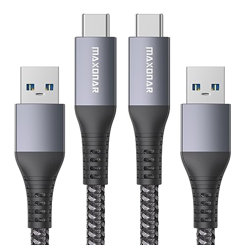 Maxonar 2Stück USB C Ladekabel,10Gbit/s Daten USB A Android Auto Kabel (2m/6.6ft) QC3.0 3.1A Typ C Schnelllade Datenübertragung USB3.2 Gen2 für Samsung S23/S22/S21 Note20 Z Flip 5 Pixel 8 PS5 M1 von Maxonar