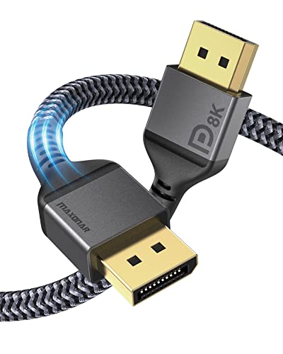 Maxonar 8K DisplayPort Kabel 1.4 3M/10FT DP1.4 Kabel DisplayPort auf DisplayPort HBR3 8K@60Hz 4K@60Hz/144Hz/120Hz 5K@60Hz 2K@165Hz/240Hz Display Port für Gaming Monitor Grafikkarte VESA-zertifiziert von Maxonar