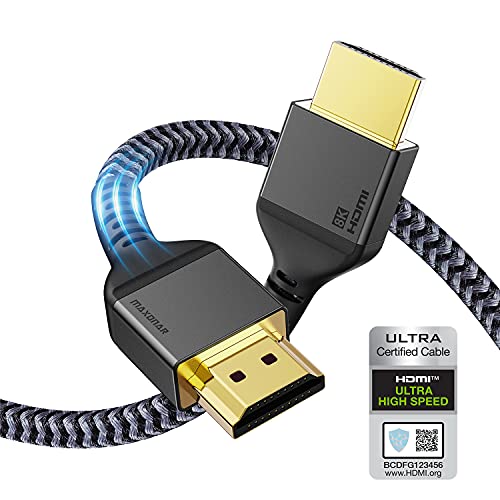 Maxonar 8K HDMI 2.1-Kabel 1m, (Zertifiziert) Ultra HD 48Gbit/s Hochgeschwindigkeit 8K60 4K144 eARC HDR10 4: 4: 4 HDCP 2.2 & 2.3 Dolby Kompatibel mit/PS5,Xbox-Serie X/Roku/Fire/Sony/LG-Fernseher von Maxonar