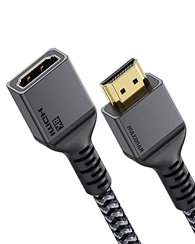Maxonar HDMI Verlängerungskabel 0.4m, 8K@60Hz HDMI 2.1 Extender Stecker auf Buchse,48Gbps,4K@144Hz 10K HDCP2.2 eARC HDR QMS VRR QFT ALLM,Gaming Kabel kompatibel für TV Stick,PS5 von Maxonar