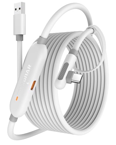 Maxonar Link Kabel mit Ladeanschluss 6m Kompatibel mit Meta Quest 3/Quest 3S/Oculus Quest 2/Pico 4, PC Steam VR Headset Zubehör High Speed 5Gbps USB 3.0 to USB-C Kabel (Weiß) von Maxonar