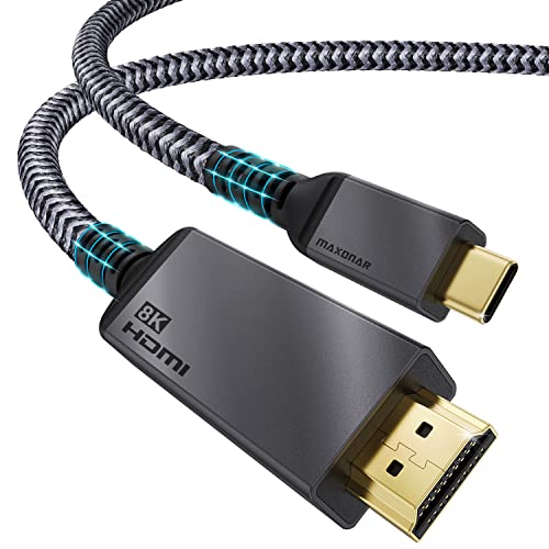 Maxonar USB C HDMI 2.1 Kabel 2M【8K@30Hz 4K@120Hz】 Typ C auf HDMI Kabel 【Thunderbolt 3/4/USB 4 Kompatibel】 Unterstützung Dynamisches HDR für Mac Studio MacBook Air M2 2022 M1 Mac Mini Surface Book 3 von Maxonar