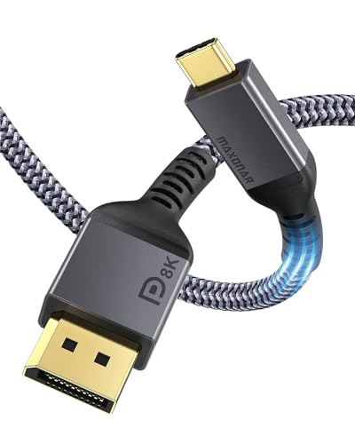 Maxonar USB C auf DisplayPort Kabel 8K@60Hz 3M/10Ft 4K@60Hz/144Hz/120Hz 5K@60Hz 2K@240Hz Thunderbolt 3 zu DisplayPort HBR3 Typ C DP 1.4 für MacBook Pro 2021,M1 Pro/M1 Max, Mac Mini VESA-Zertifiziert von Maxonar