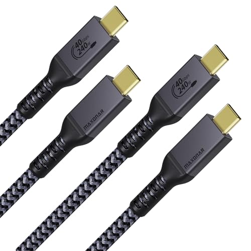 Maxonar Zertifiziert USB4 Kabel mit Thunderbolt 4 Kabel 1M [2Stück],40Gbps Datenkabel,240W PD3.1 USB C Ladekabel,8K@60Hz 4K@120Hz HDR Videokabel, für iPhone 16/15,Galaxy, MacBook, SSD,Laptops,Monitor von Maxonar