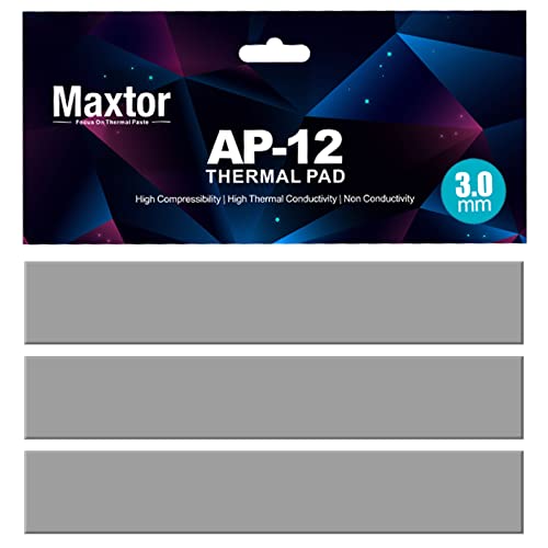 Maxtor Thermo-Pad, 14,8 W/mK, 120 x 20 x 3,0 mm (3 Stück) Silikon-Thermo-Pads, nicht leitfähig, Kühlkörper, hocheffizientes, hitzebeständiges, weiches Pad für Laptop-Kühlkörper/SSD/CPU/IC/LED-Kühler von Maxtor
