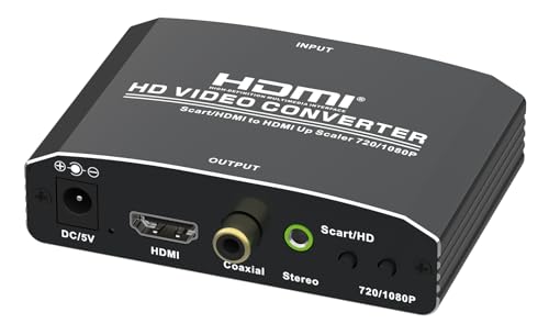 MaxTrack CS33L - Scart zu HDMI Konverter mit Upscaler - Konvertiert analoges Scart-Signal in digitales HDMI-Signal mit hoher Auflösung (720P / 1080P) - Kompatibel mit alten und neuen Geräten von MAXTRACK