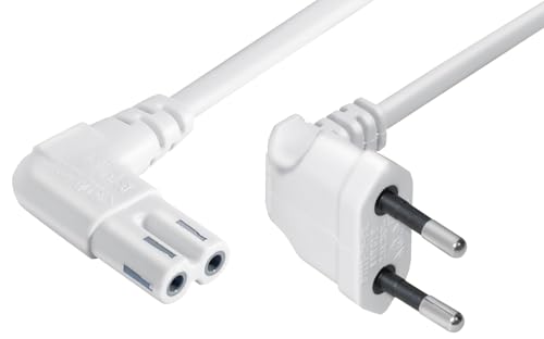 MaxTrack Platzsparendes Strom Anschlusskabel - N8-10WL, Winkel-Eurostecker auf Winkel Doppelnutkupplung, für Spielekonsolen wie PS5 und Xbox, Netzkabel für Sonos, Stromkabel für Fernseher von Maxtrack
