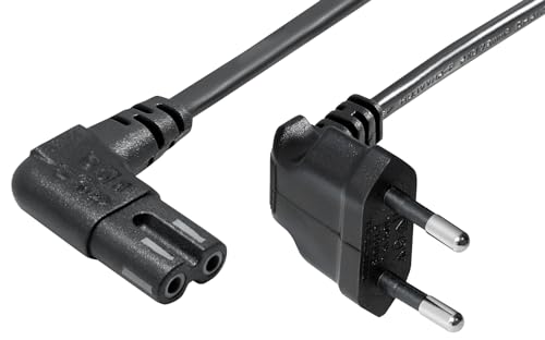 MaxTrack Platzsparendes Strom Anschlusskabel - N8-1L, Winkel-Eurostecker auf Winkel Doppelnutkupplung, für Spielekonsolen wie PS5 und Xbox, Netzkabel für Sonos, Stromkabel für Fernseher von Maxtrack