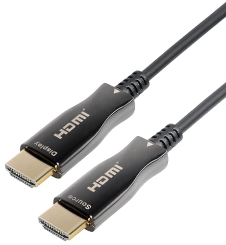 MaxTrack aktives HDMI® Glasfaser Kabel mit Ethernet C508-15ML - HDMI 2.0, 4K UHD, 4K@60Hz, 3D, HDR, HDCP 2.2, YUV 4:4:4, mit optischem Wandler, bis zu 100m Reichweite von Maxtrack