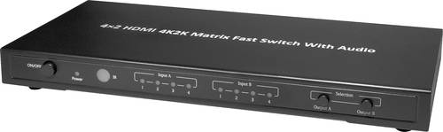 Maxtrack CSM 3L HDMI-Matrix-Switch mit Aluminiumgehäuse, mit Fernbedienung 3840 x 2160 Pixel Schwarz von Maxtrack