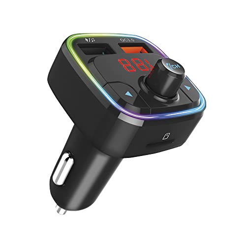 Maxtrack MT1L Bluetooth FM Transmitter Auto, Bluetooth Adapter Transmitter für Auto Radio, Freisprecheinrichtung mit 2 USB Ports, Unterstützt Micro SD, USB-Sticks, Siri Funktion, Schnellladefunktion von Maxtrack