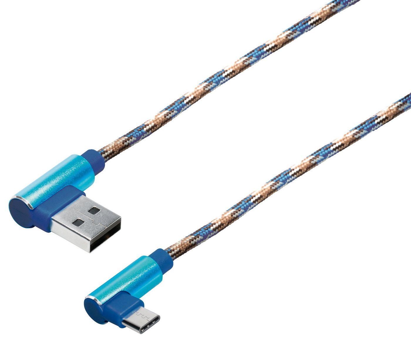 Maxtrack Smartphone-Kabel, USB, USB-A Winkelstecker auf Micro USB-C Winkelstecker (100 cm), Ladekabel gewinkelt Reversible USB A auf USB TYP C von Maxtrack