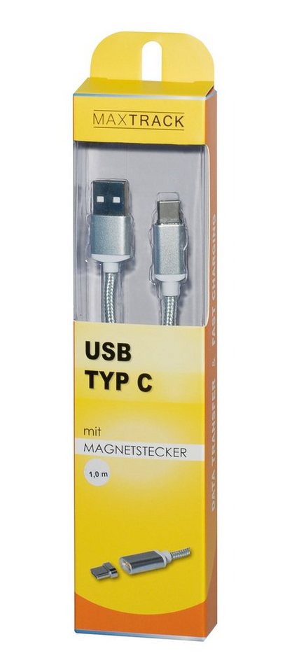 Maxtrack Smartphone-Kabel, USB, USB-A auf USB-C (100 cm), magnetisches USB-Kabel, A-Stecker auf C-Stecker von Maxtrack