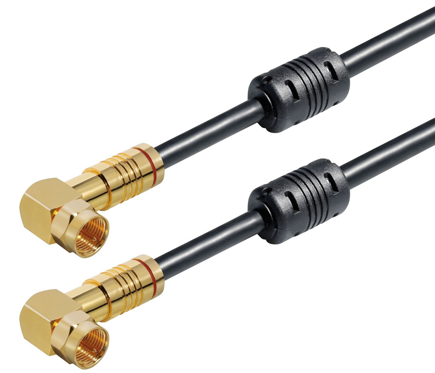 Maxtrack TV-Kabel, F-Stecker, F-Winkelstecker auf F-Winkelstecker (150 cm), High-End Sat-Kabel, 5-fach geschirmt, 135 dB, Class A+ von Maxtrack