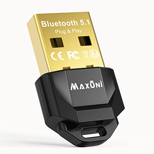Maxuni USB Bluetooth 5.1 Dongle Adapter for PC Laptop Computer Desktop, Low Latency EDR Receiver Keyboard Mouse, Support Windows 10/11（Plug and Play von Maxuni