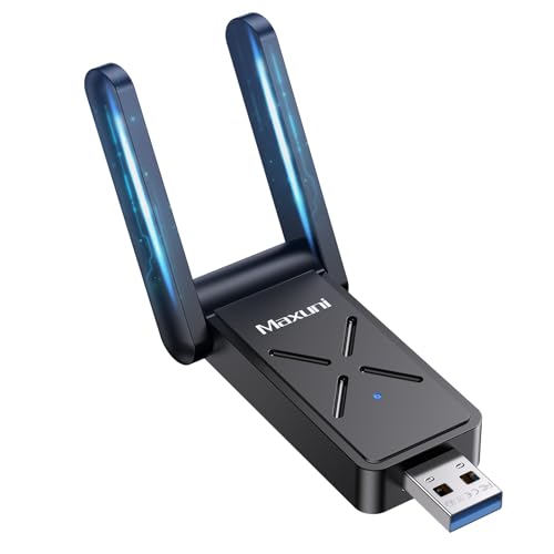 Maxuni USB WLAN Stick für PC, AC1300 USB 3.0 WLAN Adapter PC (867 Mbit/s 5GHz,400 Mbit/s 2.4GHz) Dual 2 x 5dBi WLAN Antenne for Laptop/Desktop/PC, Kompatibel mit Windows 11/10/8/7/Vista/XP von Maxuni