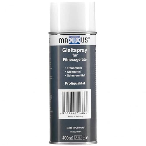 MAXXUS Gleitspray - 400 ml, Universal, Fettfrei, Temperaturbeständig - Schmiermittel, Silikonspray, Trennmittel für Fitnessgeräte (Crosstrainer, Ergometer, Kraftstation, Rudergerät, Bike) von Maxxus