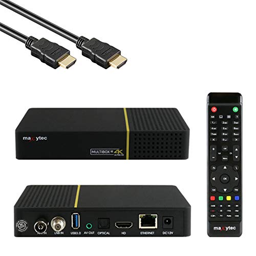 Maxytec Multibox SE 4K UHD 2160p E2 Linux WiFi DVB-S2/C Combo Receiver Schwarz (✓ WLAN ✓ HDMI 2.0 ✓ USB 2.0 & USB 3.0 ✓ 100Mbit LAN ✓ S/PDIF ✓ MicroSD) von DXQ