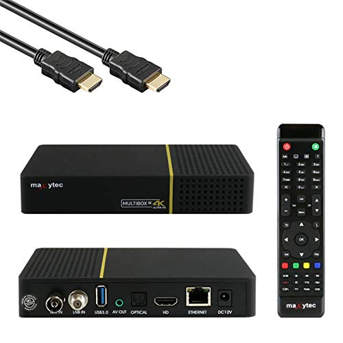 Maxytec Multibox SE 4K UHD 2160p E2 Linux WiFi DVB-S2/C Combo Receiver Schwarz (✓ WLAN ✓ HDMI 2.0 ✓ USB 2.0 & USB 3.0 ✓ 100Mbit LAN ✓ S/PDIF ✓ MicroSD) von Maxytec