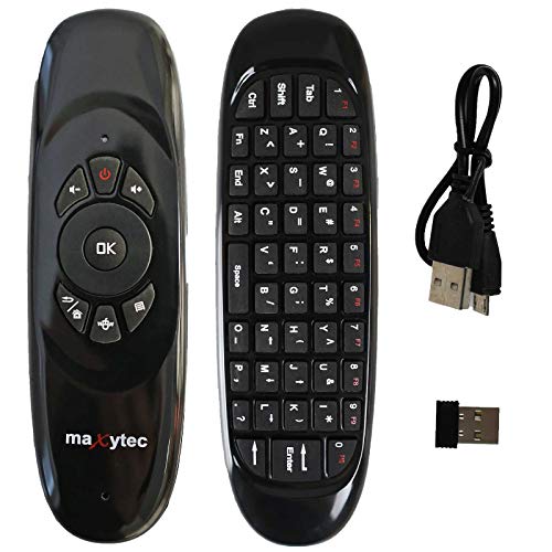 Maxytec e40 Wireless Fernbedienung mit Air Mouse Anti Vibration & Tastatur Aufladbar mit Mini Tastatur für Smart TV, HTPC, IPTV, Android TV-Box, X Box 360, PS3, PC Fernbedienung Maxytec e40 Wireless Fernbedienung mit Air Mouse Anti Vibration & Tastatur Aufladbar mit Mini Tastatur für Smart TV, HTPC, IPTV, Android TV-Box, X Box 360, PS3, PC Fernbedienung von Maxytec